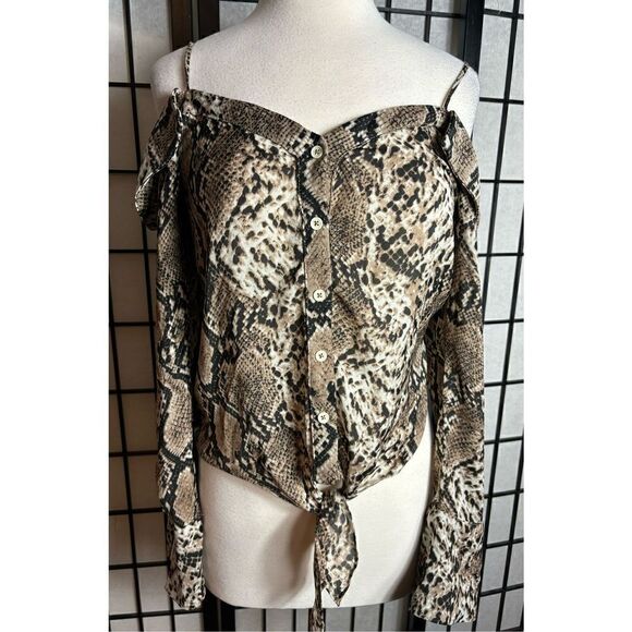 Molly Green Snakeskin Print Button Up Blouse - Picture 2 of 7